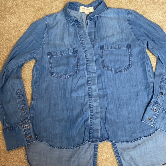 Cloth & Stone Split-back Chambray Button-down Shirt EUC Size S - Picture 2 of 8